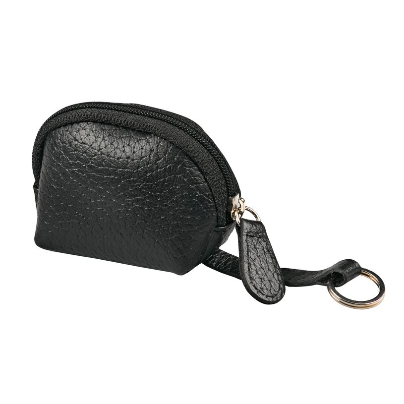 3338800030062-Quo Vadis - Mini porte-clés/porte-monnaie - Goya - Noir - 7,5x4x7 cm - Cuir pleine fleur de vachette--0