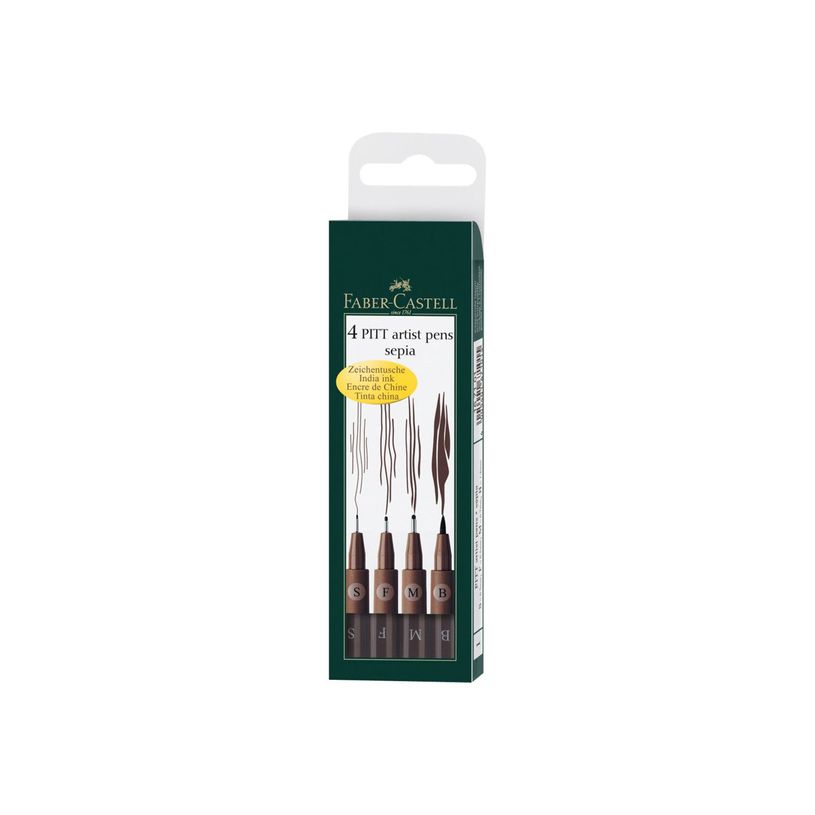 4005401671015-Faber-Castell PITT Artist Pen - Ensemble de stylo-brosse et crayon fin - permanent - sepia -P_79403794_2-0