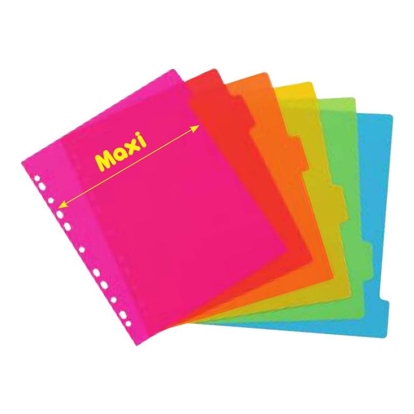 3135251537313-Viquel Happy Fluo - Intercalaire 6 positions - A4 Maxi - polypropylène coloré-P_79405034_4-3