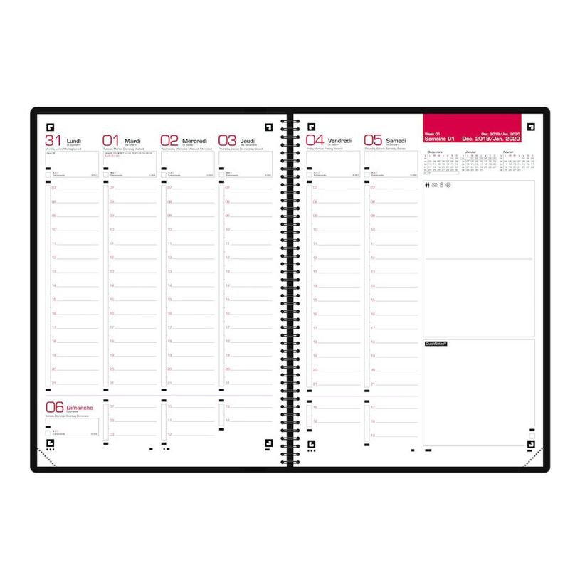 3147280049682-Agenda Oxford Office scolaire spiralé 15x21cm Année - Gris/Rouge-P_79405340_1-2