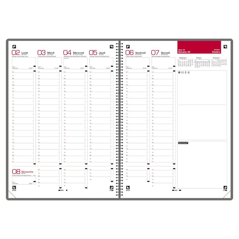 3147280049682-Agenda à spirale Oxford Office - 1 semaine sur 2 pages - 15 x 21 cm - gris/rouge - Hameli-P_79405340_13-1