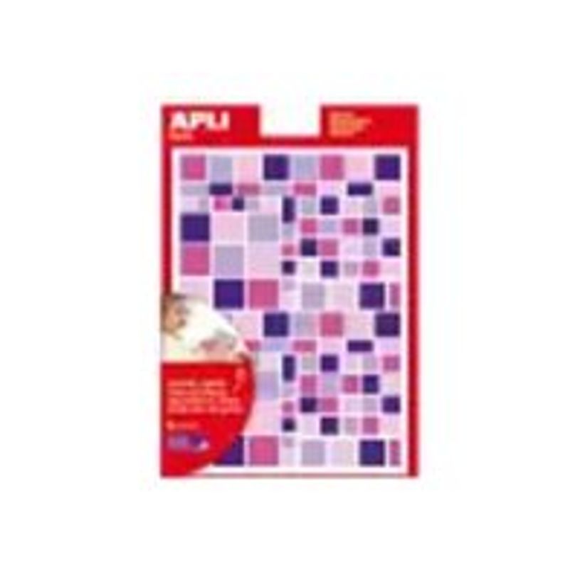 8410782135272-Apli - 6 feuilles gommettes carrées - rose/violet-P_79405813_1-0