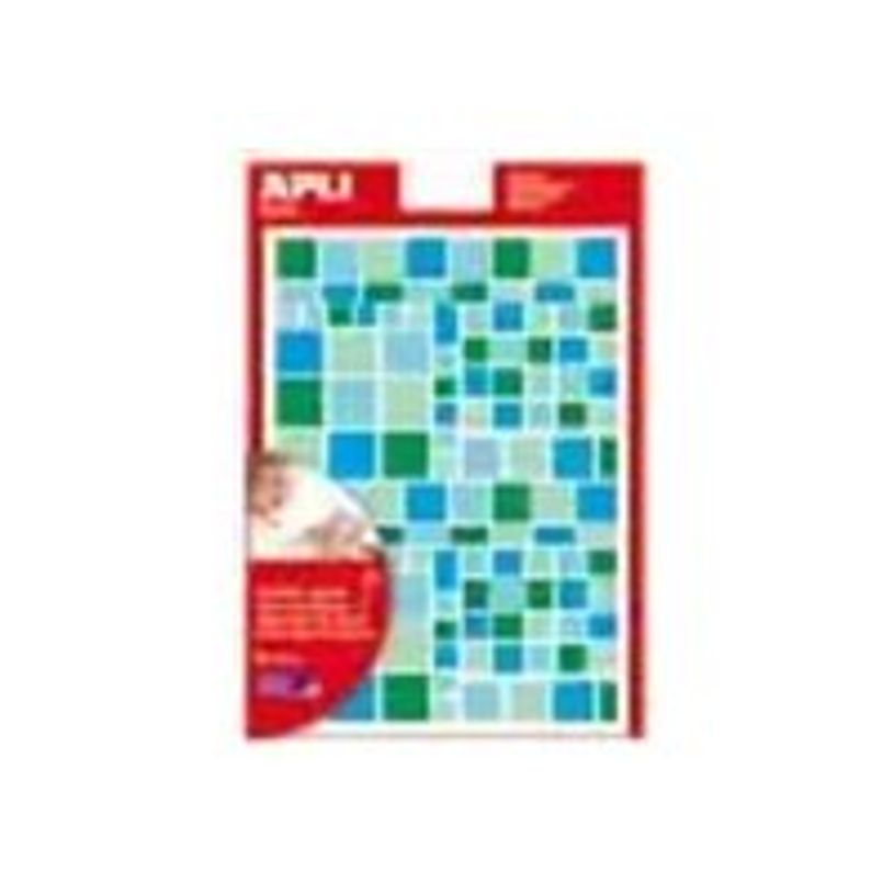 8410782135289-Apli - 6 feuilles gommettes carrées - bleu / vert-P_79405814_1-0