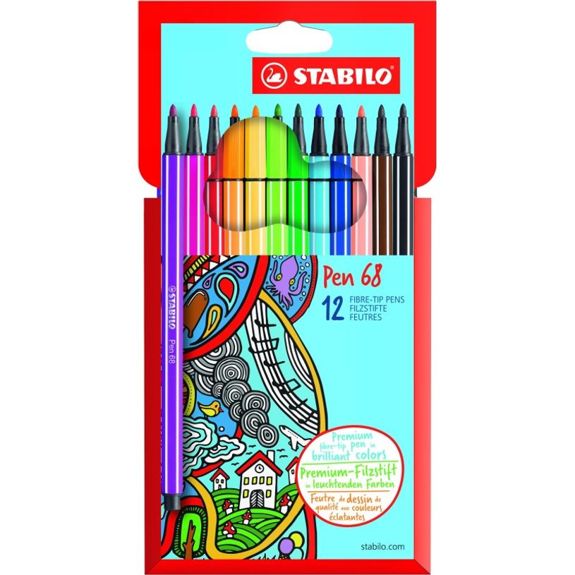 4006381483834-STABILO Pen 68 - 12 Feutres pointe moyenne - couleurs assorties-P_79406693_1-0