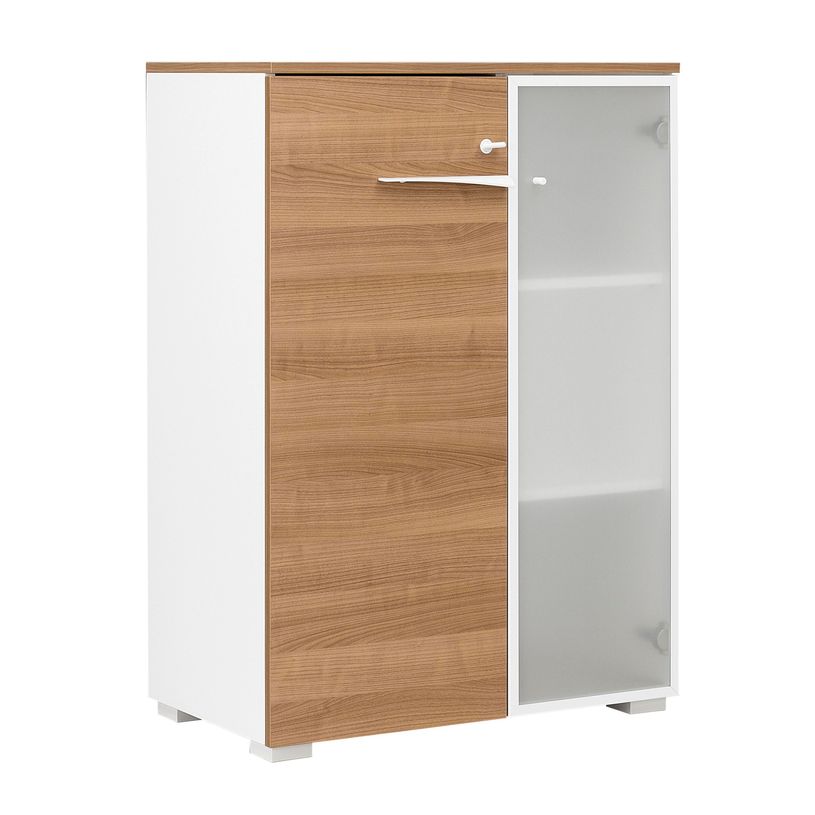 3483600598073-Armoire haute XENON - L80 x H114 x P45 - 2 portes dont 1 vitrée - Merisier italien-P_79406856_1-0