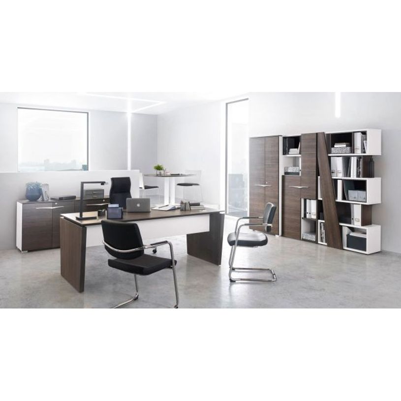 3483600606167-Option porte pleine basse pour bibliothèque XENON - L44 x H112 x P2 - Merisier italien-P_79406874_2-1