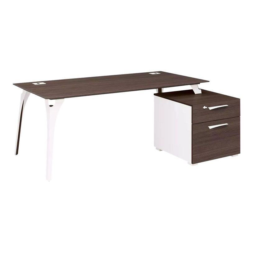3483600647351-Bureau XENON avec bloc de rangement 2 tiroirs - 190 cm - Pieds métal - Chêne royal-P_79406887_1-0