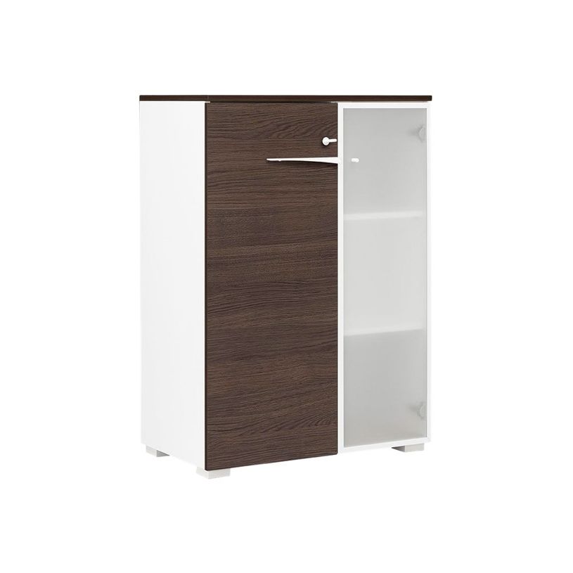 3483600647412-Rangement mi-hauteur XENON - L80 x H114 x P45 - 2 portes dont 1 vitrée - Chêne royal-P_79406893_1-0