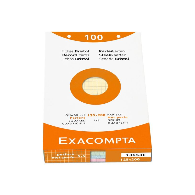 3130630136538-Exacompta - Pack de 100 Fiches Bristol - 12,5 x 20 cm - petits carreaux - perforées - coul-P_79407634_2-2