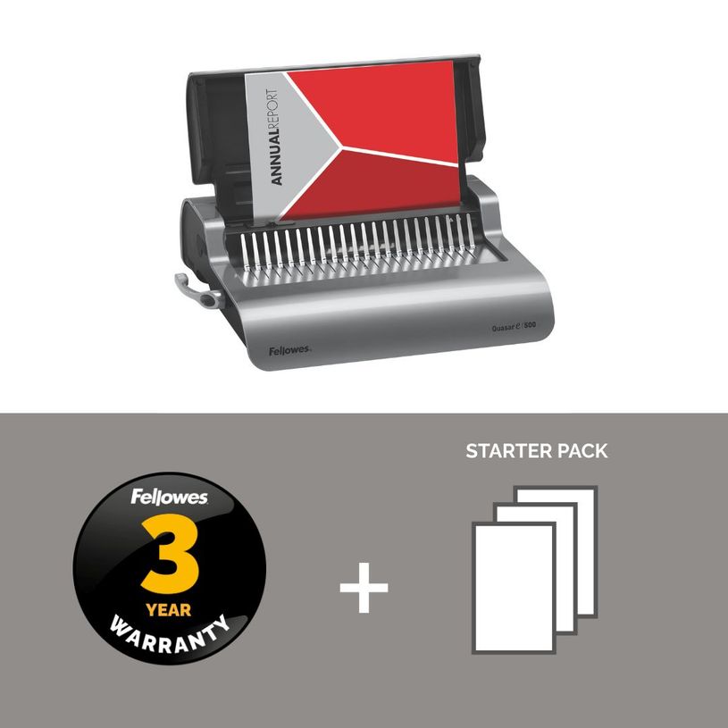 043859512157-Fellowes Quasar-E 500 - machine à relier / relieuse perforeuse éléctrique - perfore 22 feuilles - rel--6