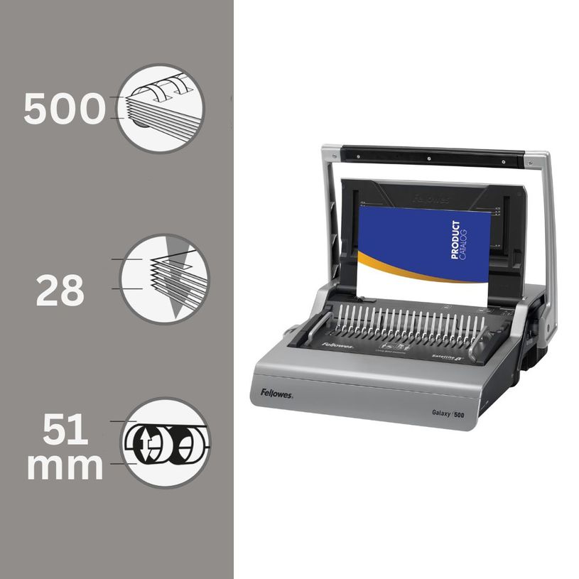 0043859522255-Fellowes Galaxy 500 - machine à relier / relieuse perforeuse manuelle - perfore 28 feuilles - relie 50--1