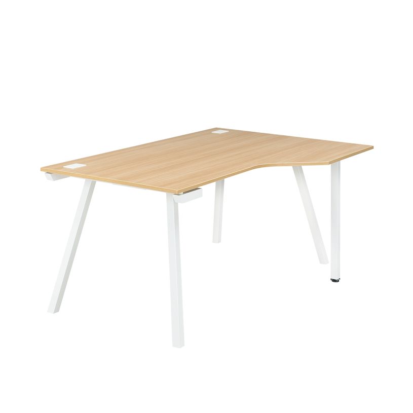 3483600495488-Bureau compact à droite SUNDAY - 160 cm - Pieds trapèze - Chêne-P_79408131_1-0