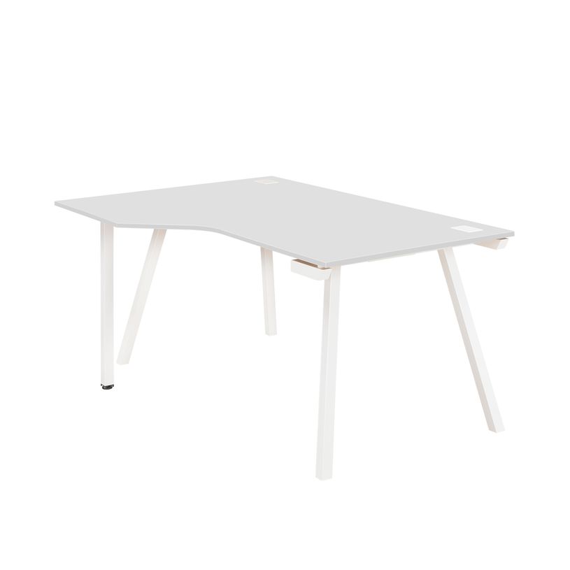 3483600495570-Bureau compact à gauche SUNDAY - 160 cm - Pieds trapèze - Gris-P_79408138_1-0