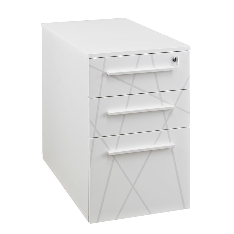 3483600495655-Caisson bout de bureau SUNDAY blanc + top L42 cm blanc - P 80 cm - 3 tiroirs - Blanc-P_79408145_1-0