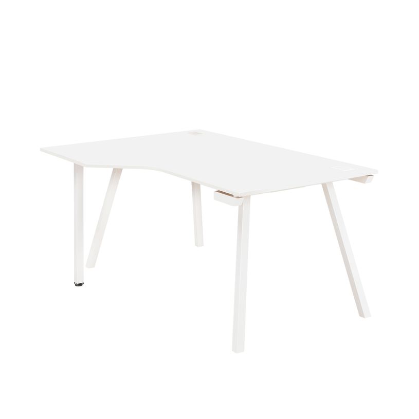 3483600495747-Bureau compact à gauche SUNDAY - 160 cm - Pieds trapèze - Blanc-P_79408151_1-0