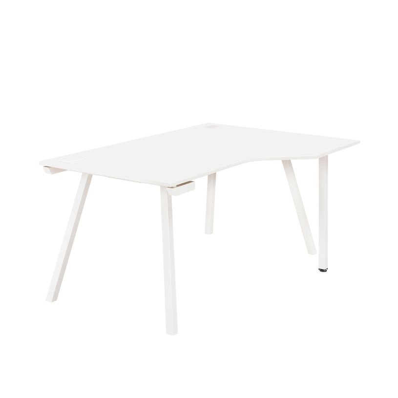 3483600495754-Bureau compact à droite SUNDAY - 160 cm - Pieds trapèze - Blanc-P_79408152_1-0