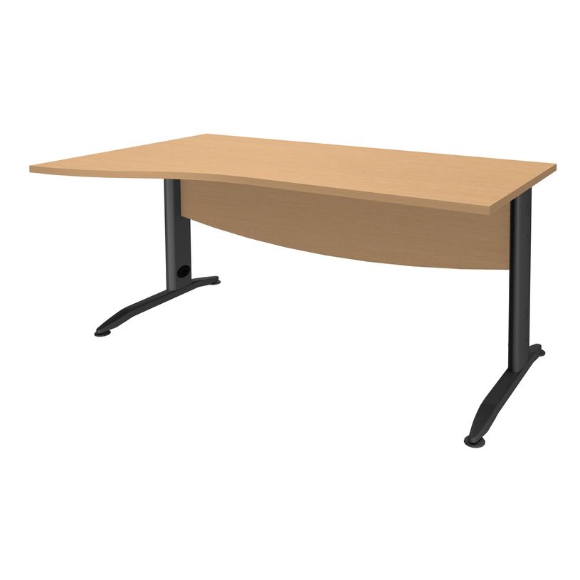 3253310149847-Bureau droit IDRA - Vague à gauche - L140 cm - Pieds anthracite - Plateau imitation Hêtre-P_79408613_1-0