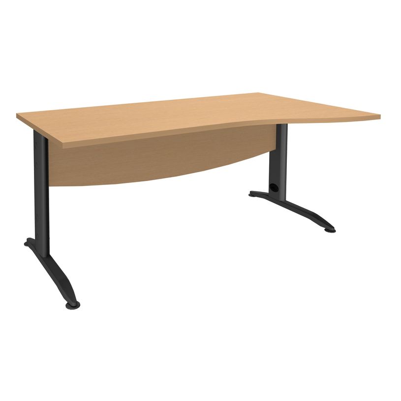 3253310149854-Bureau droit IDRA - Vague à droite - L160 cm - Pieds anthracite - Plateau imitation Hêtre-P_79408614_1-0