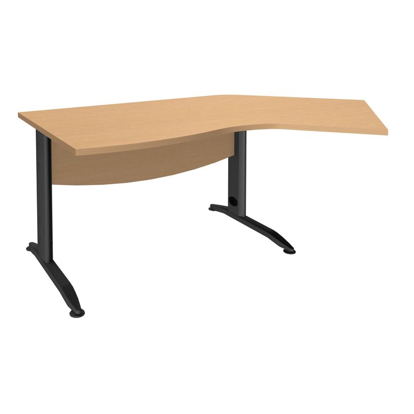 3253310149892-Bureau 135° IDRA - retour d'angle à gauche - L180 cm - Pieds anthracite - Plateau imitati-P_79408618_1-0