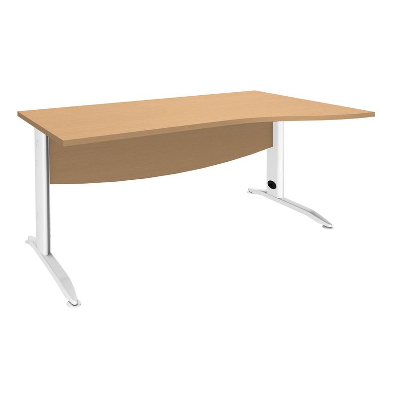 3253310149915-Bureau droit IDRA - Vague à droite - L140 cm - Pieds blancs - Plateau imitation Hêtre-P_79408620_1-0