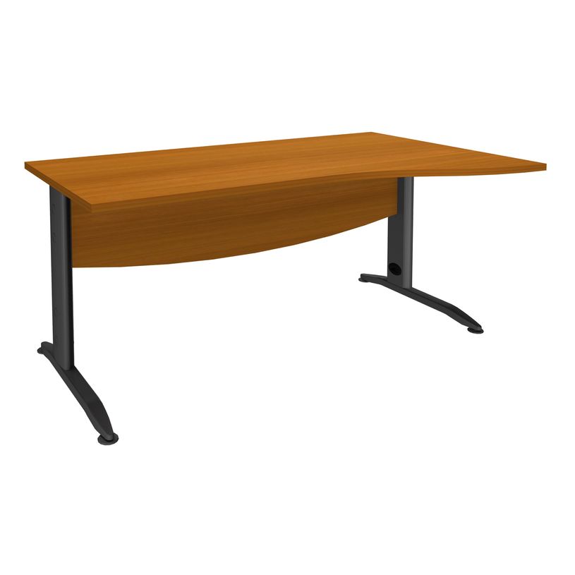 3253310150096-Bureau droit IDRA - Vague à droite - L160 cm - Pieds anthracite - plateau imitation Merisi-P_79408638_1-0