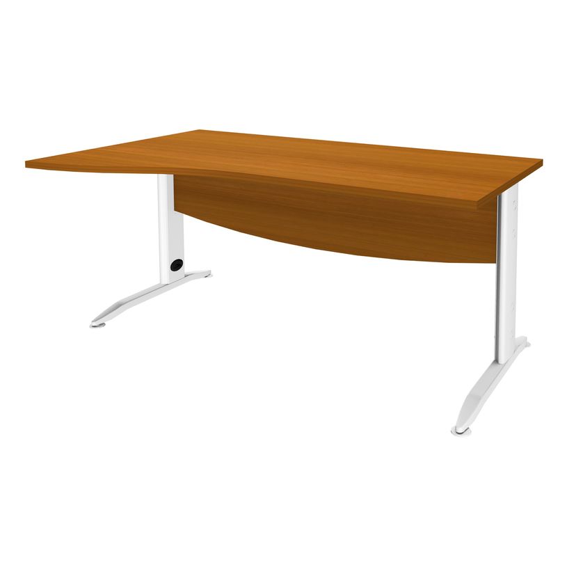 3253310150188-Bureau droit IDRA - Vague à gauche - L160 cm - Pieds blancs - plateau imitation Merisier-P_79408647_1-0