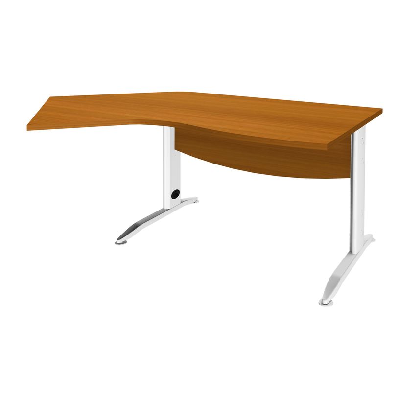 3253310150218-Bureau 135° IDRA - retour d'angle à gauche - L180 cm - Pieds blanc - plateau imitation Me-P_79408650_1-0