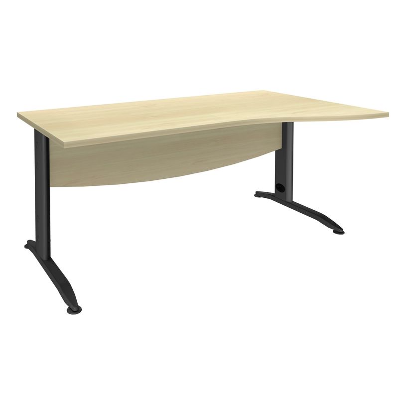 3253310150331-Bureau droit IDRA - Vague à droite - L160 cm - Pieds anthracite - plateau imitation Erable-P_79408662_1-0