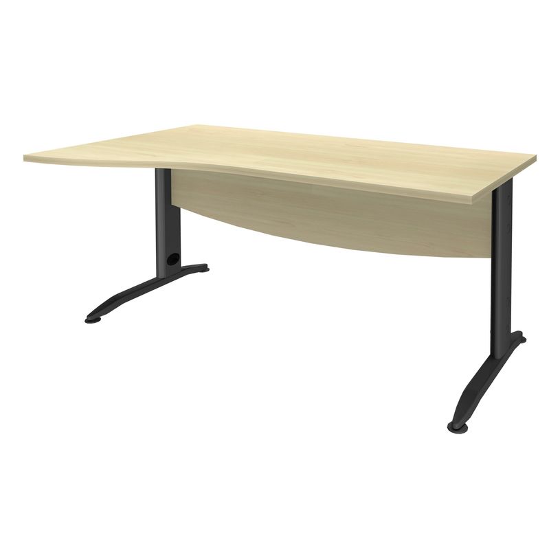 3253310150348-Bureau droit IDRA - Vague à gauche - L160 cm - Pieds anthracite - plateau imitation Erable-P_79408663_1-0