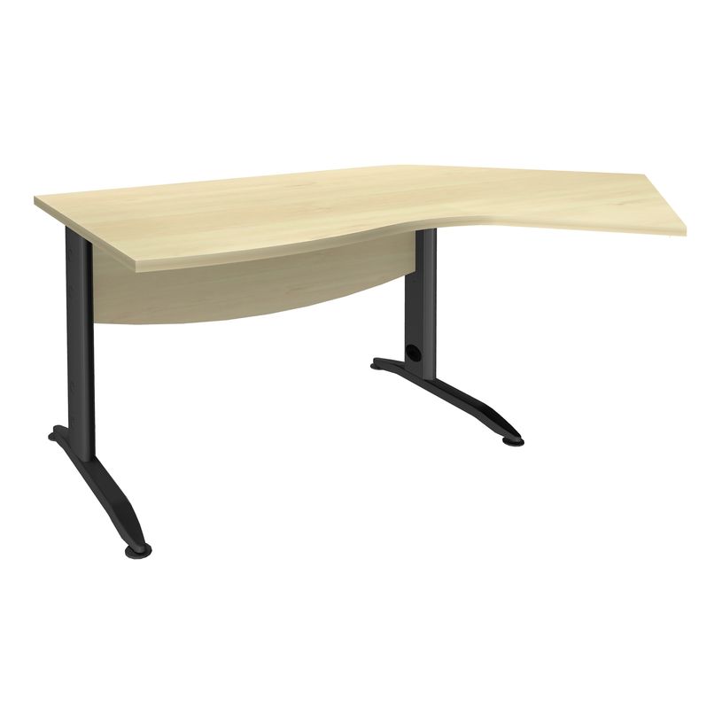 3253310150362-Bureau 135° IDRA - retour d'angle à droite - L180 cm - Pieds anthracite - plateau imitati-P_79408665_1-0