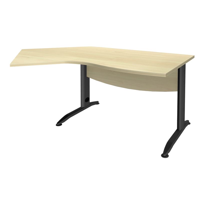 3253310150379-Bureau 135° IDRA - retour d'angle à gauche - L180 cm - Pieds anthracite - plateau imitati-P_79408666_1-0