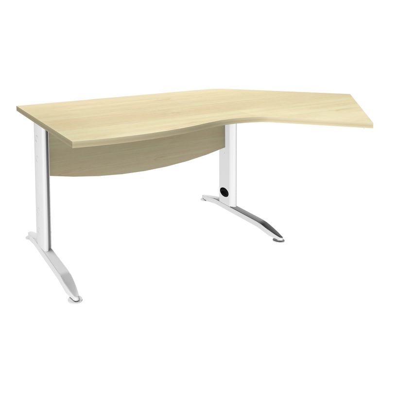 3253310150447-Bureau 135° IDRA - retour d'angle à droite - L180 cm - Pieds blanc - plateau imitation Er-P_79408673_1-0