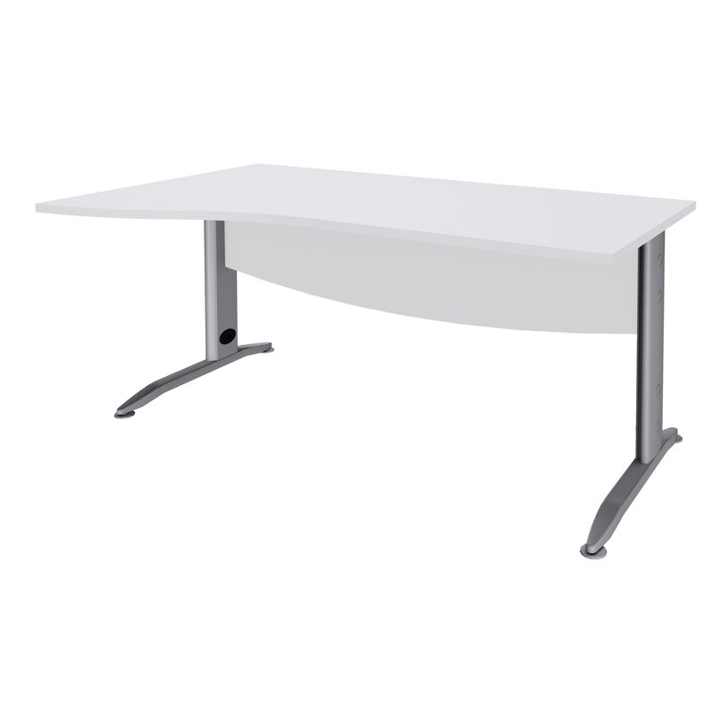 3253310150485-Bureau droit IDRA - Vague à gauche - L140 cm - Pieds alu - plateau Blanc-P_79408677_1-0