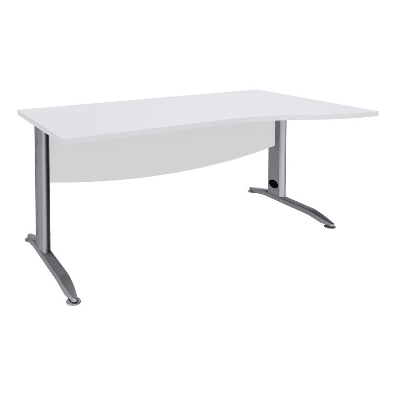 3253310150492-Bureau droit IDRA - Vague à droite - L160 cm - Pieds alu - plateau Blanc-P_79408678_1-0