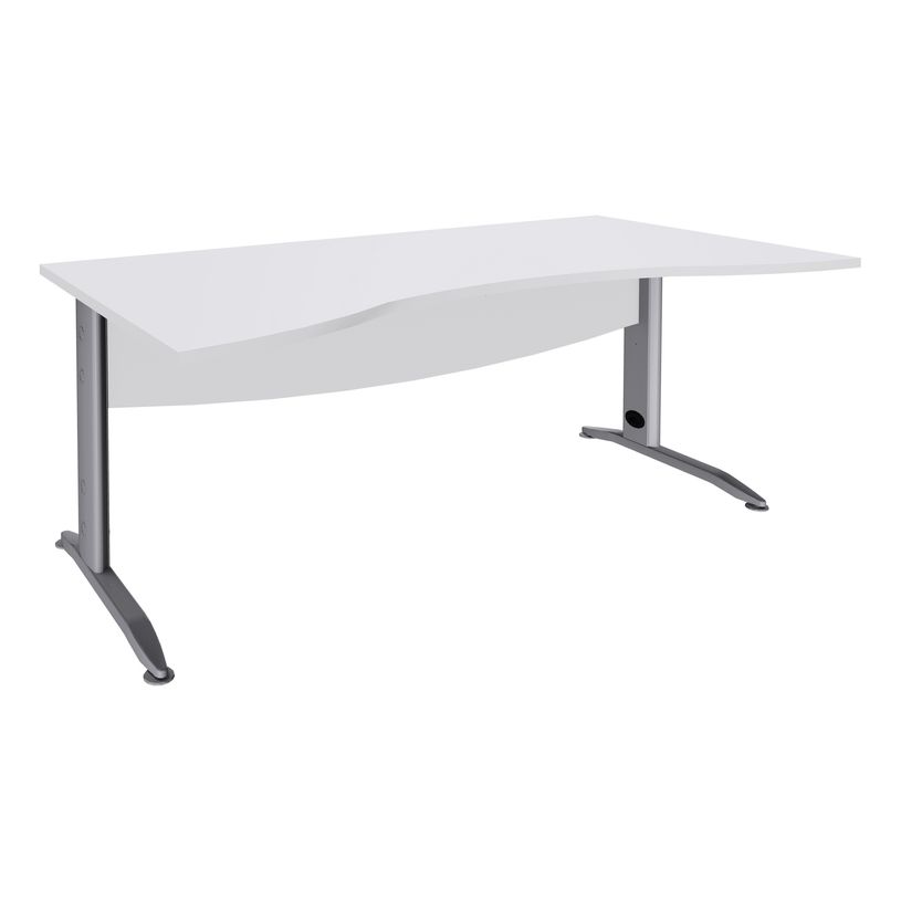3253310150515-Bureau double vague symétrique IDRA - L180 cm - Pieds alu - plateau Blanc perle-P_79408680_1-0