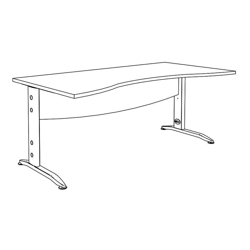 3253310150515-Bureau double vague symétrique IDRA - L180 cm - Pieds alu - plateau Blanc perle-P_79408680_5-2
