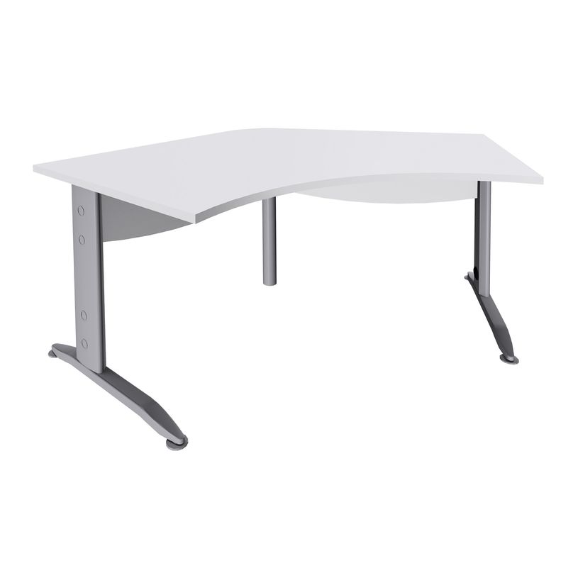 3253310150546-Bureau symétrique 120° IDRA - L185 cm - Pieds alu - plateau Blanc perle-P_79408683_1-0