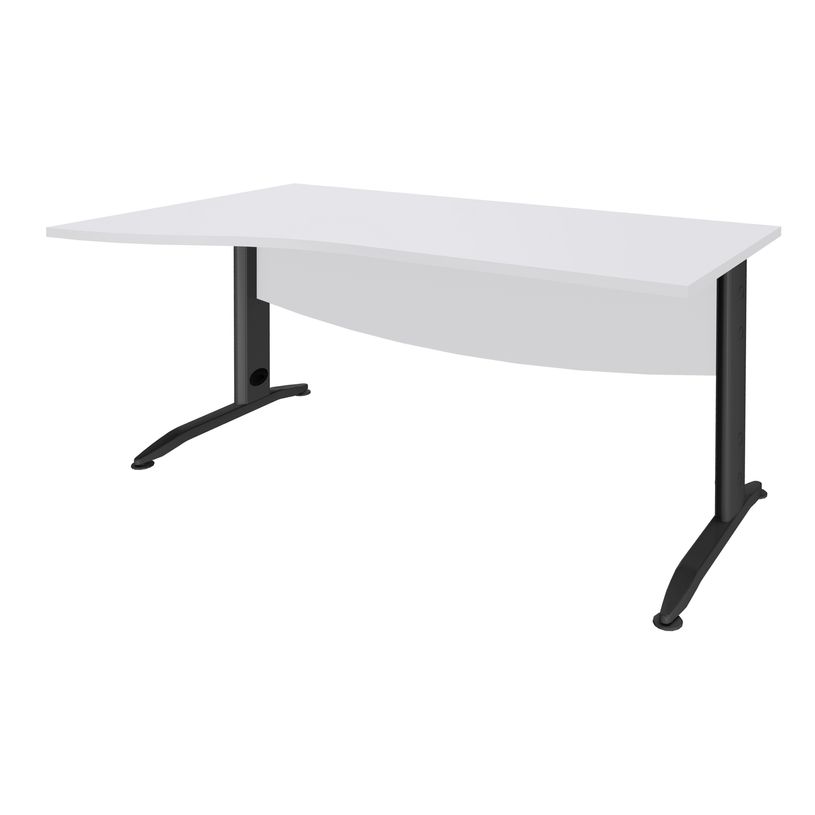 3253310150560-Bureau droit IDRA - Vague à gauche - L140 cm - Pieds anthracite - plateau Blanc-P_79408685_1-0
