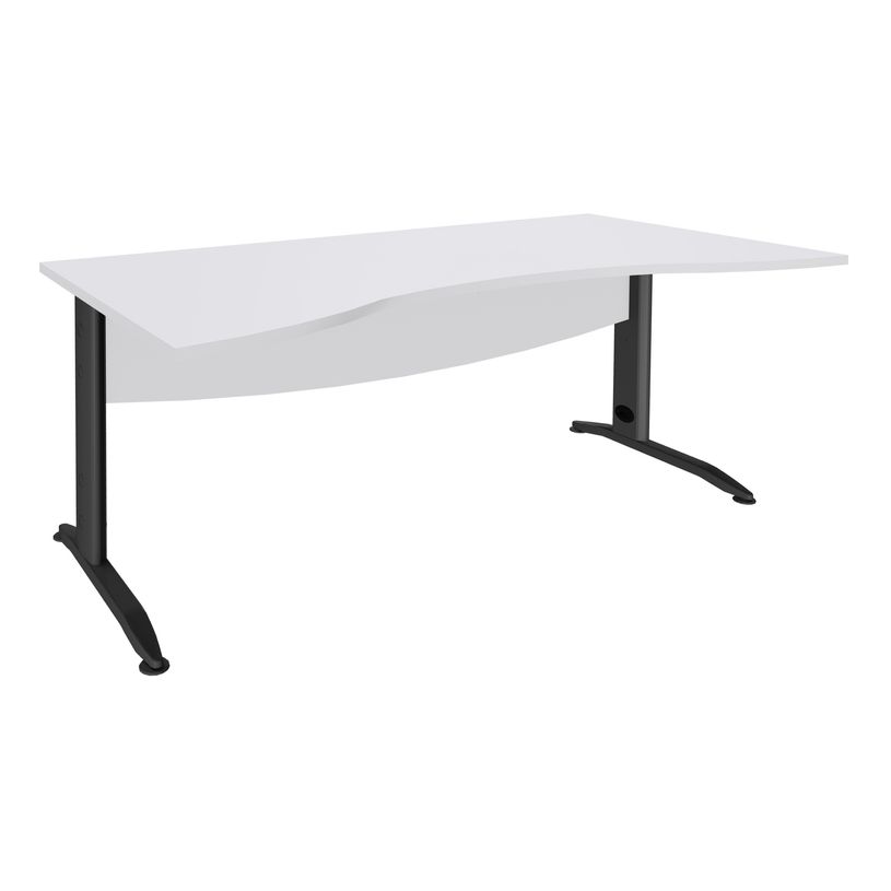 3253310150591-Bureau double vague symétrique IDRA - L180 cm - Pieds anthracite - plateau Blanc perle-P_79408688_1-0