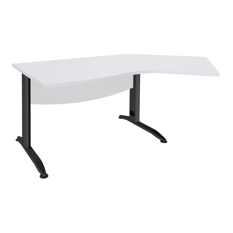 3253310150607-Bureau 135° IDRA - retour d'angle à droite - L180 cm - Pieds anthracite - plateau Blanc p-P_79408689_1-0