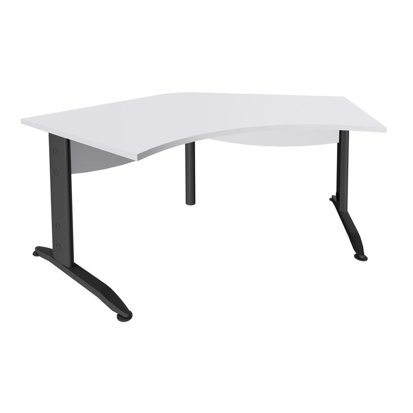 3253310150621-Bureau symétrique 120° IDRA - L185 cm - Pieds anthracite - plateau Blanc perle-P_79408691_1-0