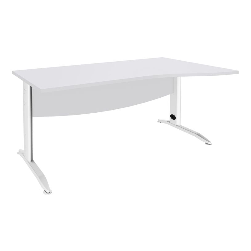 3253310150652-Bureau droit IDRA - Vague à droite - L160 cm - Pieds blancs - plateau Blanc-P_79408694_1-0