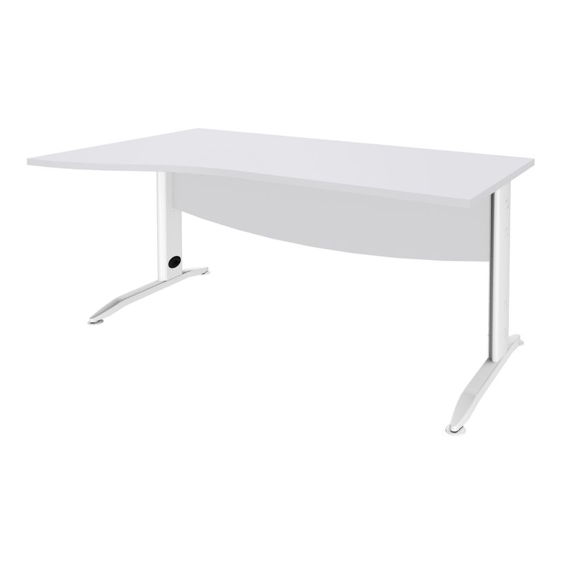 3253310150669-Bureau droit IDRA - Vague à gauche - L160 cm - Pieds blancs - plateau Blanc-P_79408695_1-0