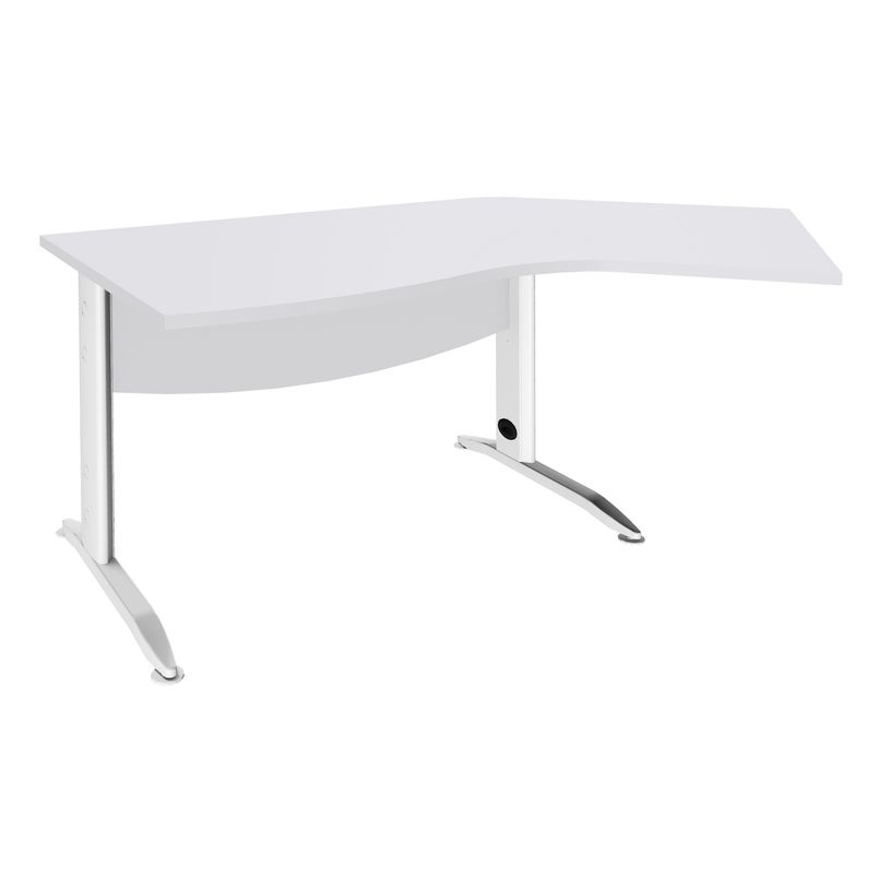 3253310150683-Bureau 135° IDRA - retour d'angle à droite - L180 cm - Pieds blanc - plateau Blanc perle-P_79408697_1-0