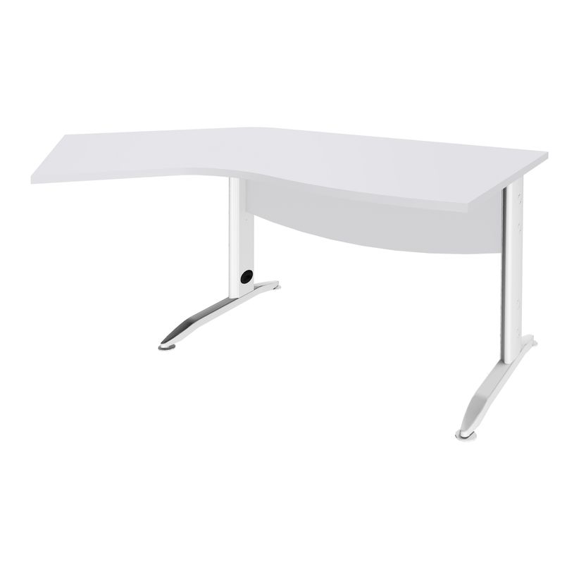 3253310150690-Bureau 135° IDRA - retour d'angle à gauche - L180 cm - Pieds blanc - plateau Blanc perle-P_79408698_1-0