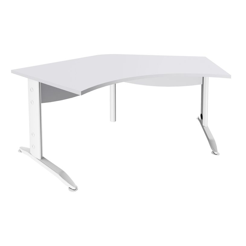 3253310150706-Bureau symétrique 120° IDRA - L185 cm - Pieds blanc - plateau Blanc perle-P_79408699_1-0