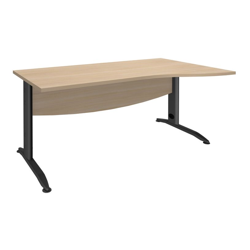3253310150812-Bureau droit IDRA - Vague à droite - L160 cm - Pieds anthracite - plateau imitation Chêne-P_79408710_1-0