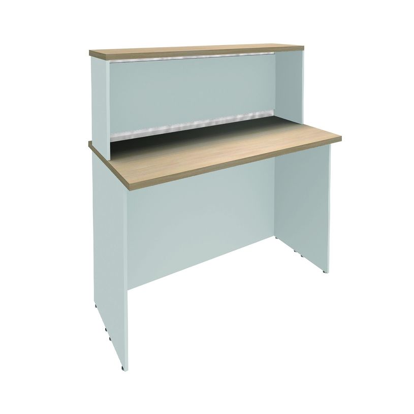 3253310151246-Banque d'accueil LUMINA - avec réhausse - L80 x H115 x P80 cm - Bande translucide Blanche -P_79408753_1-0