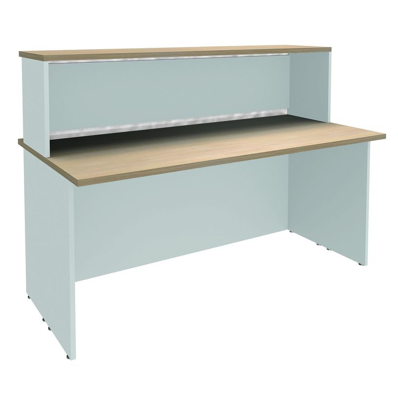 3253310151277-Banque d'accueil LUMINA - avec réhausse - L160 x H115 x P80 cm - Bande translucide Blanche -P_79408756_1-0