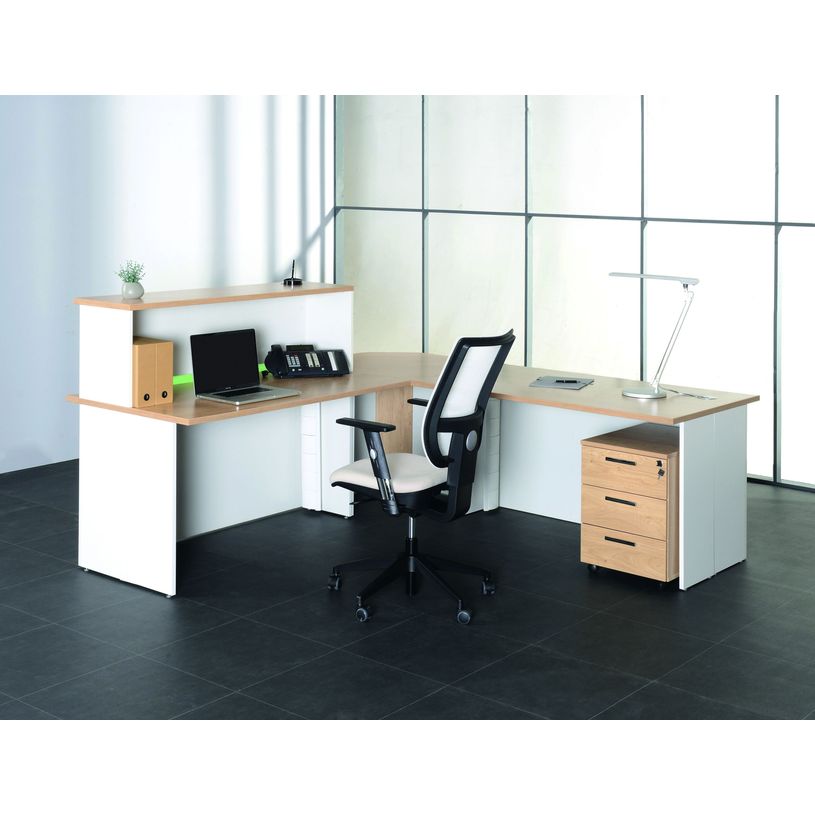 3253310151277-Banque d'accueil LUMINA - avec réhausse - L160 x H115 x P80 cm - Bande translucide Blanche -P_79408756_3-2